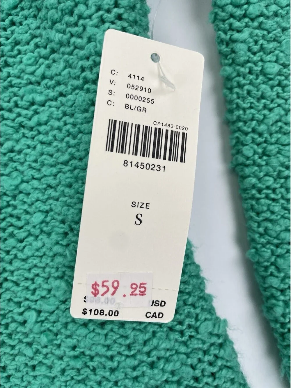 NWT Anthropologie Pilcro Green V Neck Sweater Womens S Slouchy Textured Knit
